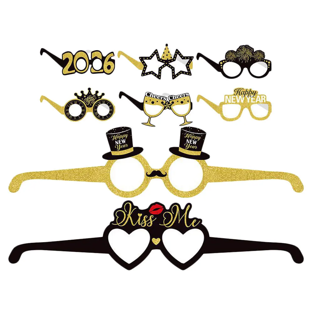 

8Pcs 2026 New Years Eve Glasses Festive Eyewear Versatile Use for Parties and Events Reusable Paper Eyeglasses