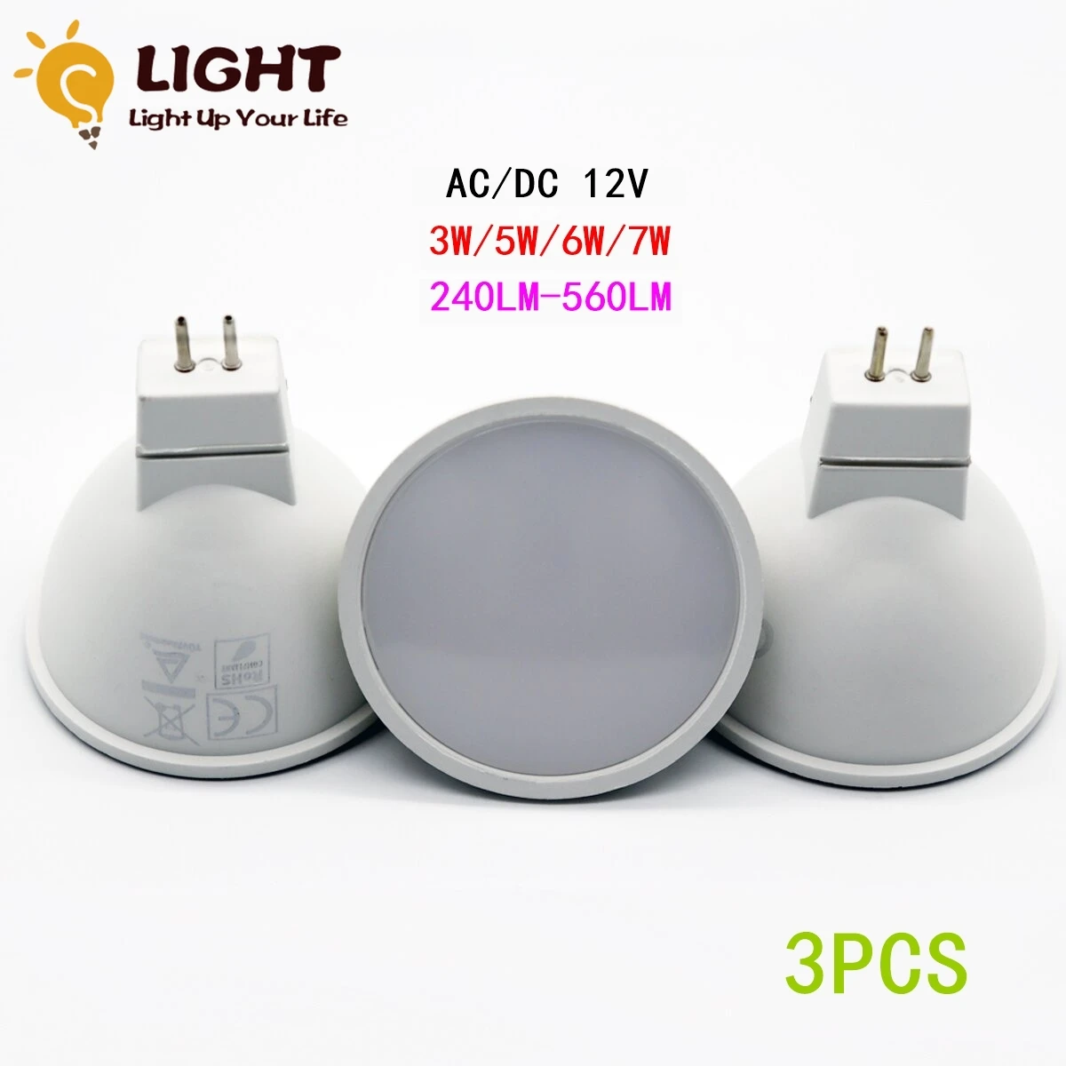 

3PCS LED Spotlight MR16 GU5.3 low pressure AC/DC 12V 3W 5W 6W 7W Light Angle 120 degrees Warm White Day Light LED Light Lamp