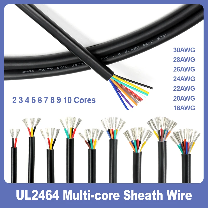 1~10M UL2464 Copper Wire 30 28 26 24 22 20 18AWG PVC Insulated Sheath 2 3 4 5 6 7 8 9 10Cores Channel Audio Signal Control Cable