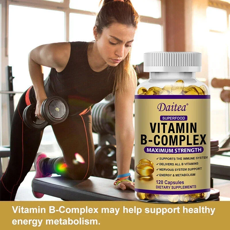 Daitea Vitamin B Complex Capsules Help Relieve Fatigue, Improve Digestion, Reduce Stress, Better Mood Support, Immune Supplement