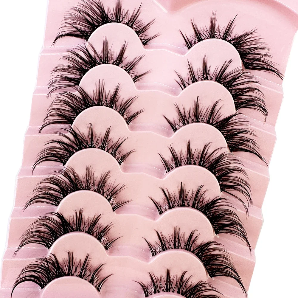 HBZGTLAD 7pairs False Lashes Cat Eye Lashes Winged End Eye Elongated Eyelashes Faux Mink Natural Look Soft Fake Lahses Makeup
