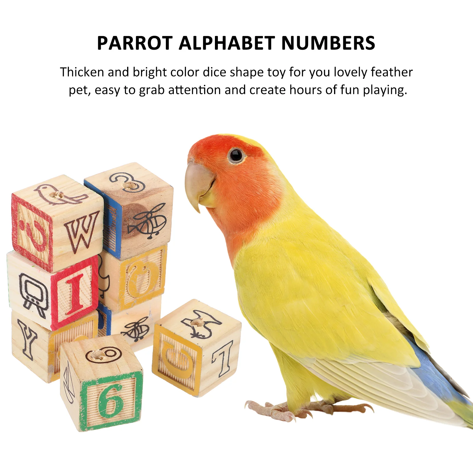 8 Pcs Self-confidence Development Toy for Parrots Wooden Blocks Letters Alphabet Coordination