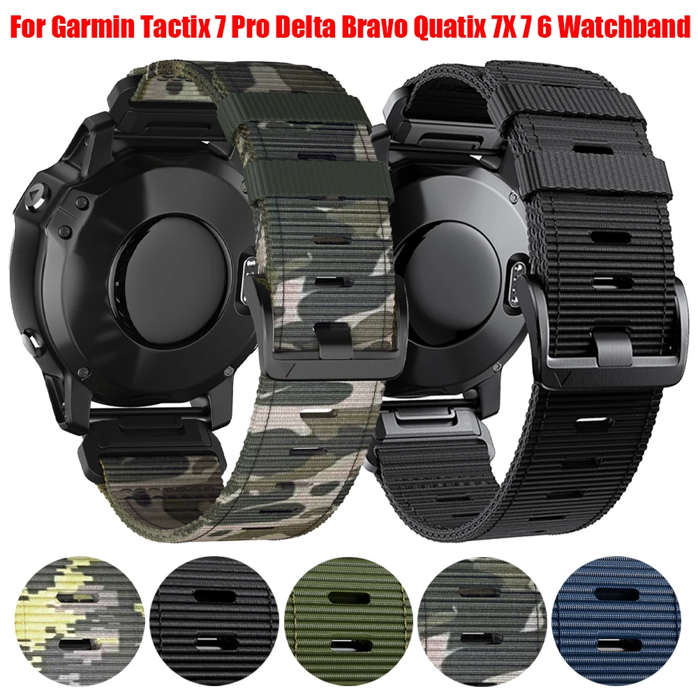 Nylon Watch Strap for Garmin Tactix 7 AMOLED Delta Bravo Quickfit Band 22mm 26mm Bracelet for Quatix 7 7X 6 5 3 Sports Wristband