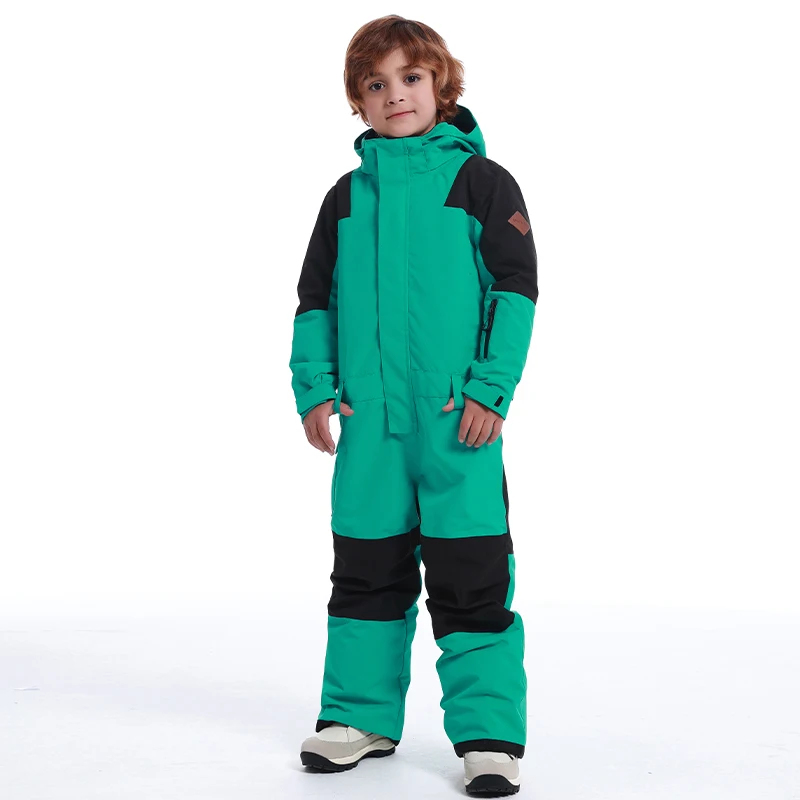 Children's Ski Suit One-piece Girl's Professional Color Patchwork Waterproof Warm Snowboard Snow Sports Sjacket Pants Jumpsuits