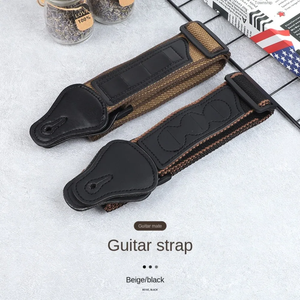 with Guitar Pick Bag Folk Electric Guitar Strap Pure Cotton Brown/black Bass Ukulele Belt Personality Universal