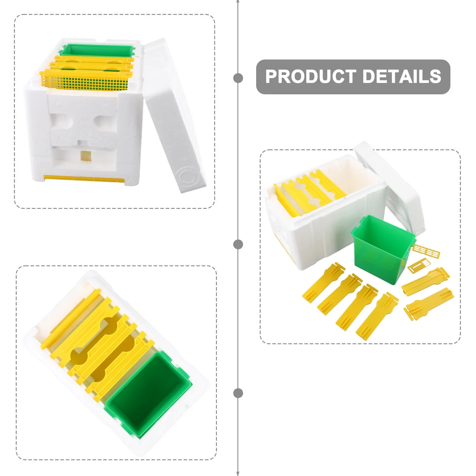 Kit de equipo de soporte de marco de colmena de abejas, caja de apicultura de espuma de colmena de abejas, caja de nido de herramientas de mantenimiento de abejas de jardín, Rey