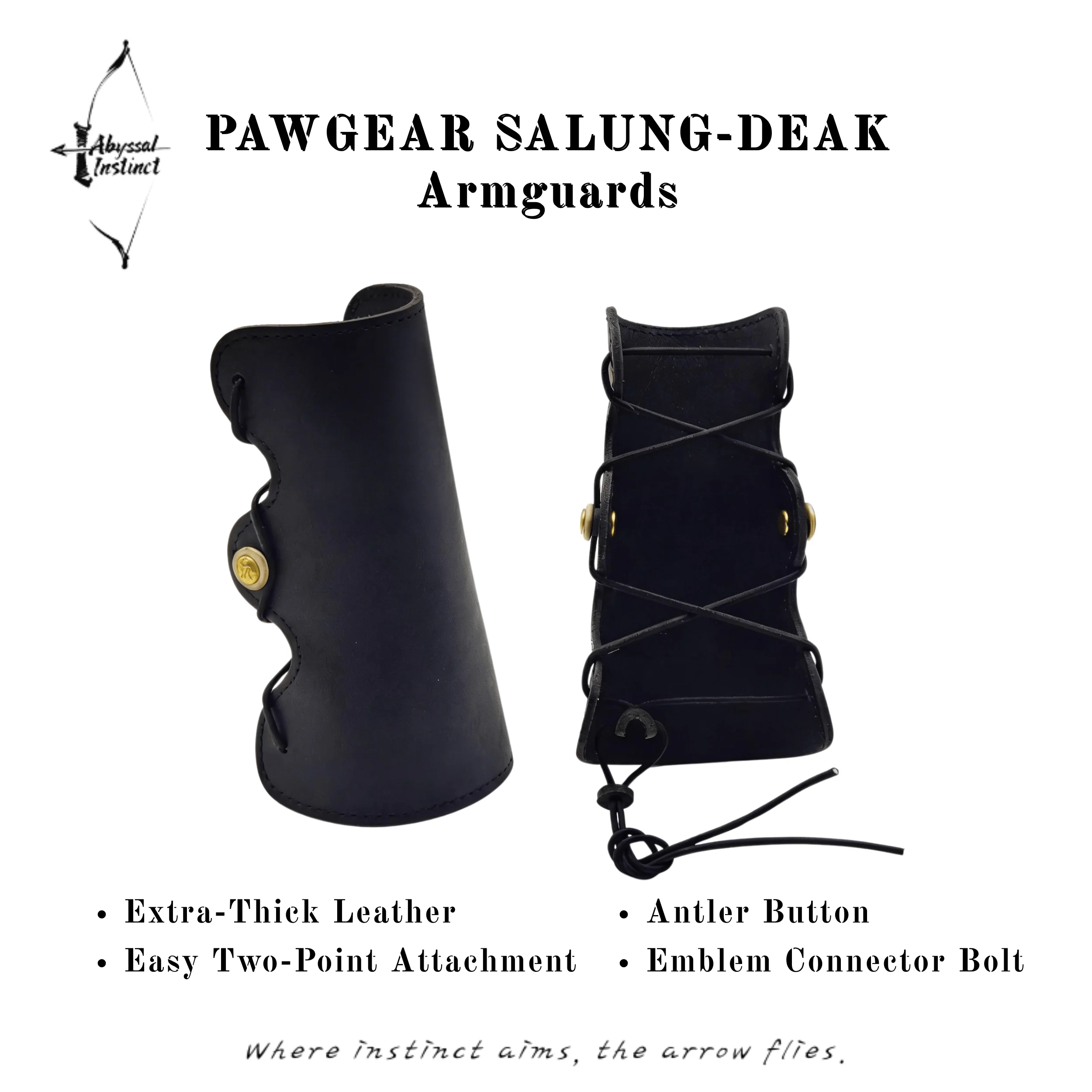 Salung-Deak Leather Armguard for Traditional Hunting - Archery Arm Protector for Recurve Bow