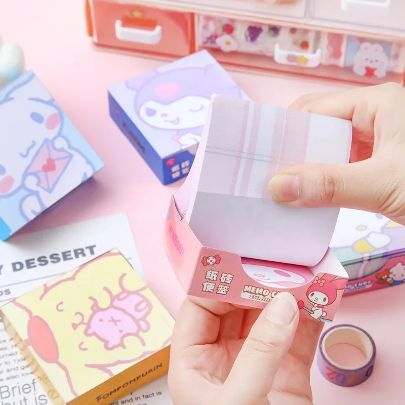 Sanrio kawaii stationery  Hello Kitty Kuromi Cinnamoroll My Melody Pompompurin Student Memo Tearable Hand Book Note Paper cute