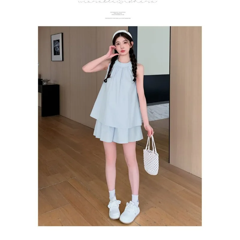 This Is A New Summer Set of French Cute Petite Sleeveless Vest, Baby Shirt and Shorts. It's Thin, Fashionable and Breathable