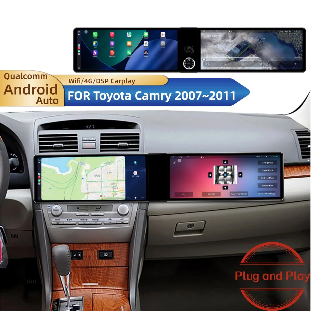 For Toyota Camry 2007~20111 Android Dual screen interaction Car Radio Stereo Receiver Multimedia Player Navigation IPS Head Unit