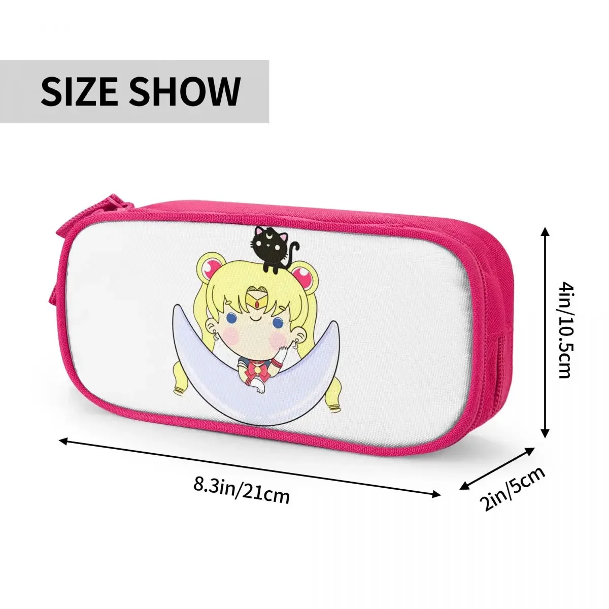 Sailormoons-estuche de lápices Kawaii, caja de bolígrafos para estudiantes, bolsa de almacenamiento grande, suministros escolares, papelería cosmética