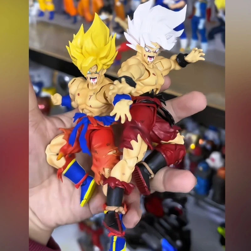 

Фигурка N&T Dragon Ball Super Saiyan Weekly Color Сон Гоку SHF, поврежденная в бою, 3.0, с подвижными суставами, настольное украшение, подарок