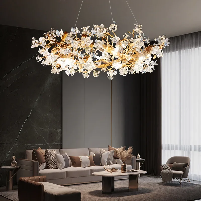 Modern Chandelier Villa Dining room Crystal lamp Luxury art branch decorative lighting home decoration lamp