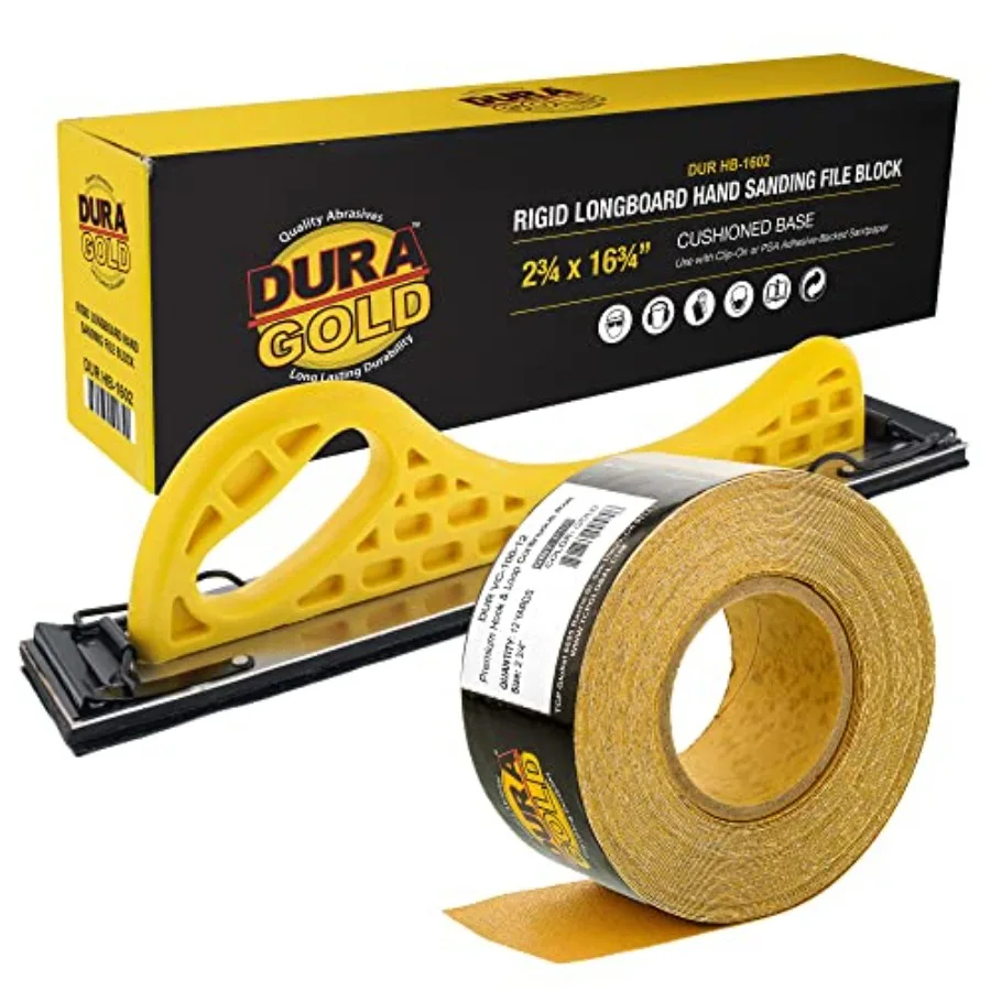 

Блок для ручной шлифовки Dura-Gold Pro Series Longboard - с креплением на липучке, адаптером PSA и наждачной бумагой 100 грит