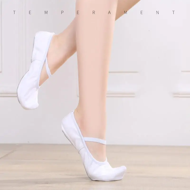 Scarpe da ballo bianche Scarpe da ballo per pratica indoor Scarpe da ballo in tela con suola in pelle bovina elastica leggera e traspirante