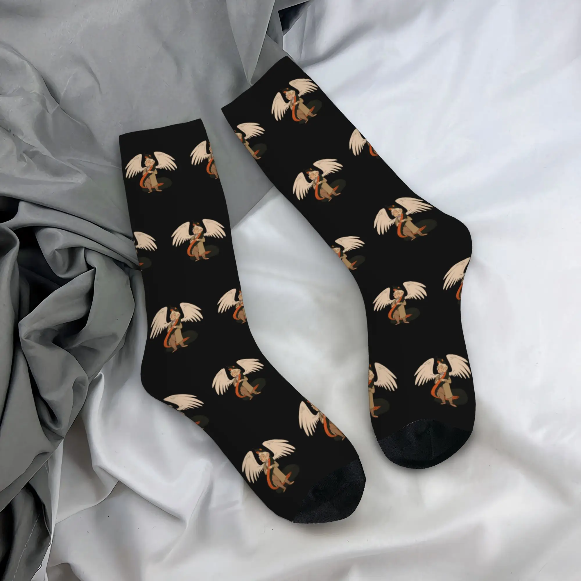 

Winter Warm Hip-hop Women Men Good Omens Socks Crowley and Aziraphale Non-slip Basketball Socks