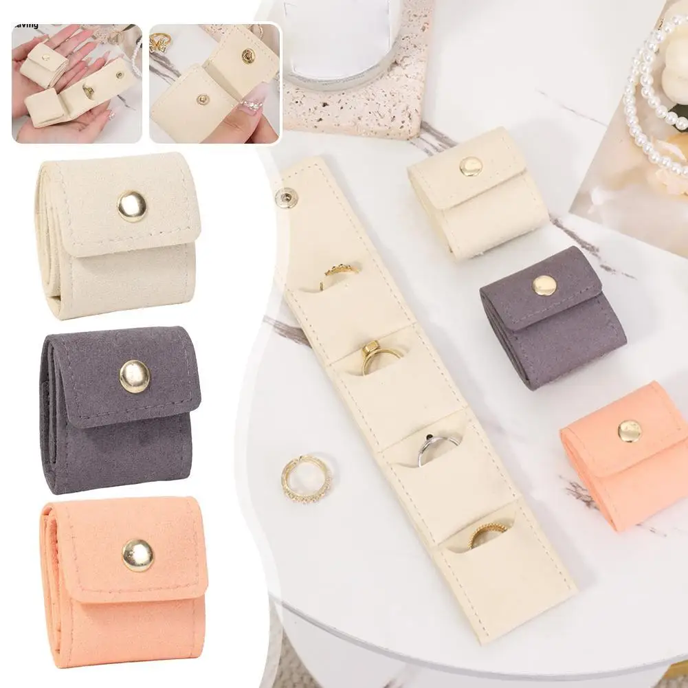 

Мини-органайзер для украшений, портативная сумка-ролл с застежкой, модный складной футляр с разделителями и застежкой для серег, колец, ожерелий