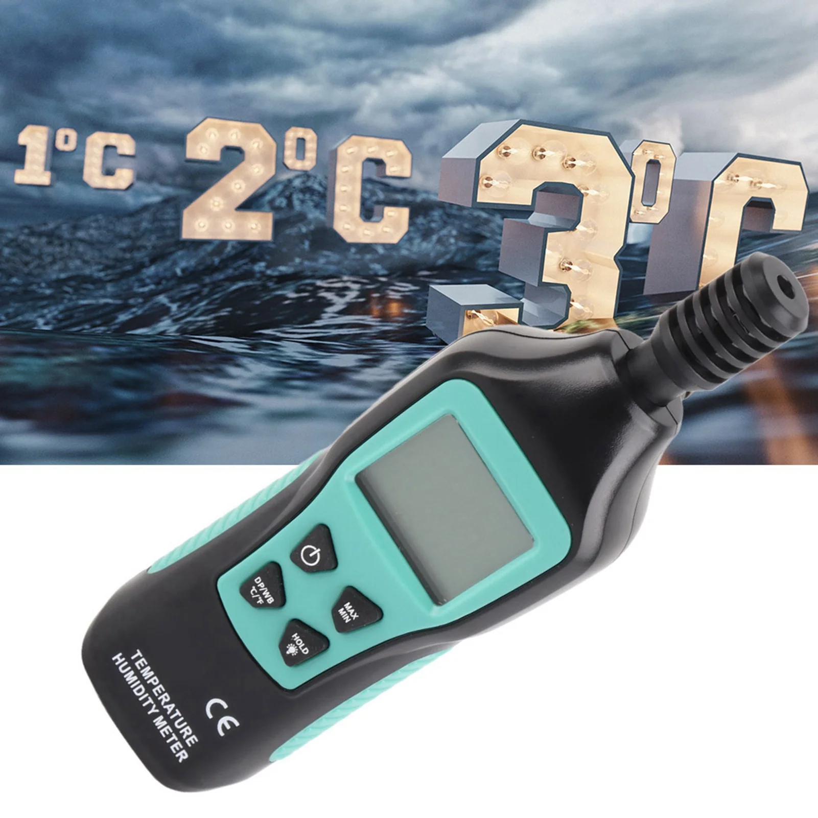 Termômetro digital higrômetro mini medidor de temperatura display lcd com luz de fundo retenção de dados higrômetro digital