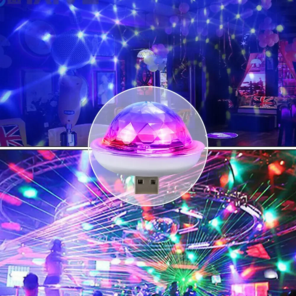 1Pc Universal USB Lantern Led Bar Night Light LED RGB Discos Stageing Projector Micro Crystal Ball Sound Party Atmosphere Lamp