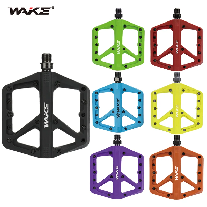 Wake Bicycle Pedals Mtb Nylon Platform Footrest Flat Mountain Bike Paddle Grip Pedalen Bearings Footboards Cycling Foot Hold