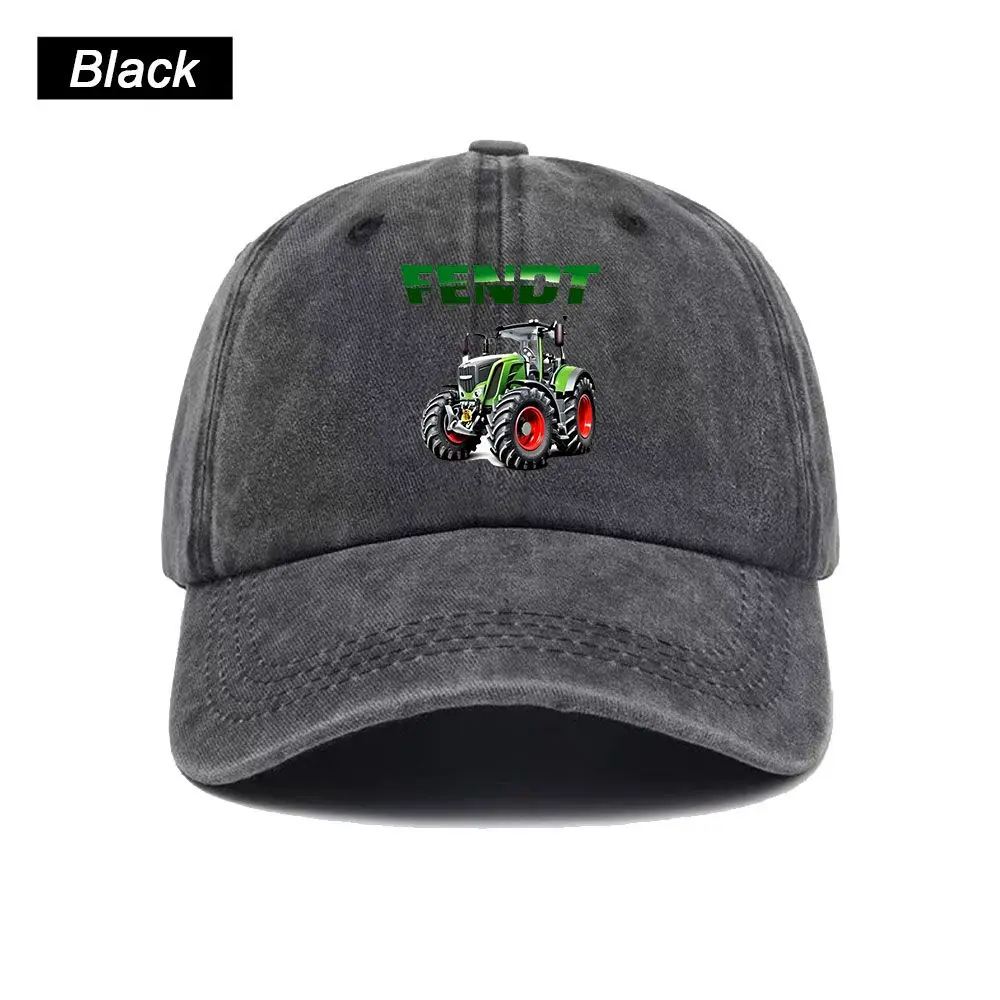 Vintage Washed Baseball Cap Fendt Agricultural Farming Tractors Distressed Print Graphic Unisex Streetwear Casual Trucker Hat