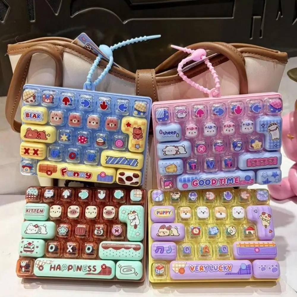 26-Key Decompression Button Transparent Dual-Tone Cute Design Mini Keyboard Pendant Simulation Keyboard Keyboard Keychain