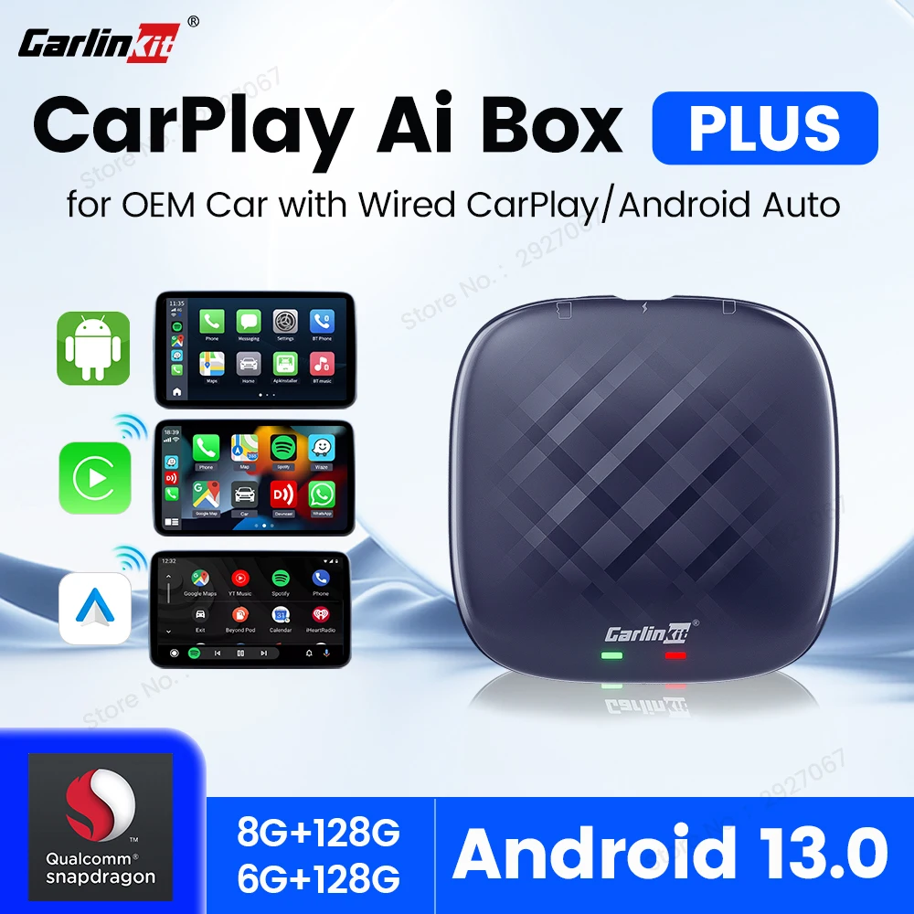 CarlinKit CarPlay Android 13 TV Box QCM6125 Octa-core Wireless CarPlay Android Auto Smart Car Ai Box for Video 4GLTE 6G 8G+128G