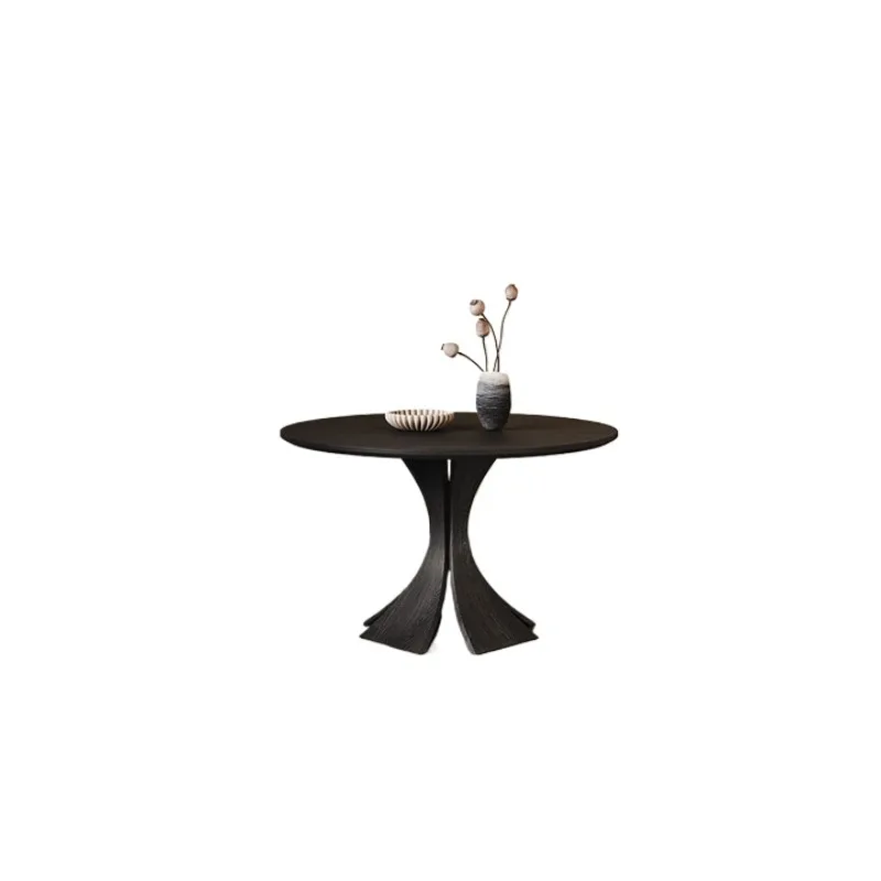 

Retro style solid wood round table household small apartment