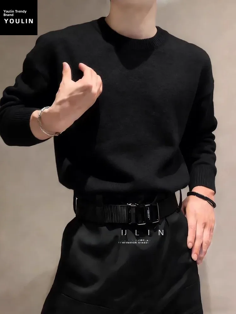 

Мужской зимний свитер American Sle Fce с круглым вырезом, на флисовой подкладке, утепленный, повседневный, свободного кроя, с длинными рукавами