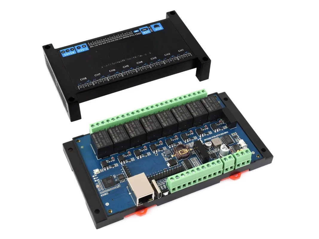 Industrial 8-channel relay module based on dual-core architecture microcontroller digital