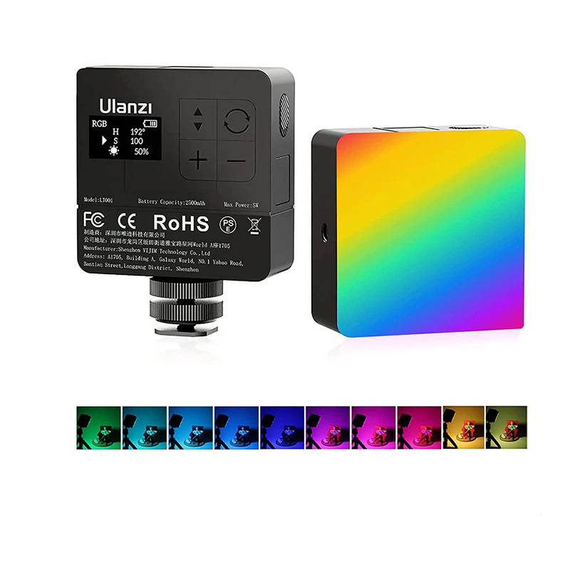 Updated Ulanzi VL49 RGB PRO Video Light 2500K-9000K LED Light 2500mAh Rechargable Battery Honeycomb Diffuser for Vlog