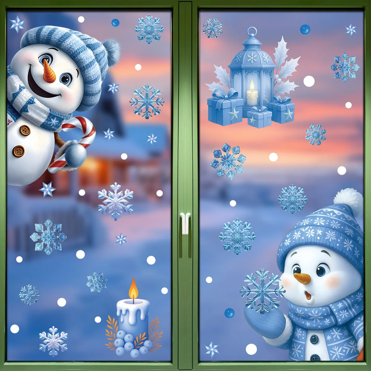 Weihnachten Fenster Aufkleber Winter Schneemann Weihnachtsmann Schneeflocke Elch Statische Aufkleber Glas Ornamente Frohe Weihnachten Dekor