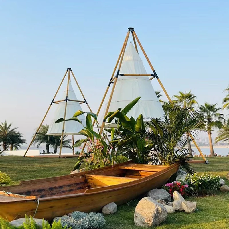 

Bamboo lantern tent event large canopy cone tent giant canopy Internet celebrity picnic camp Oxford cloth canopy