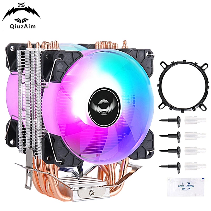 

QiuzAim PC Processor Tower Type Radiator 6 Heat Pipe Air-cooled CPU Cooler Fan Installing LGA115x 1200 1700 1366 AM3 AM4 AM5 AMD