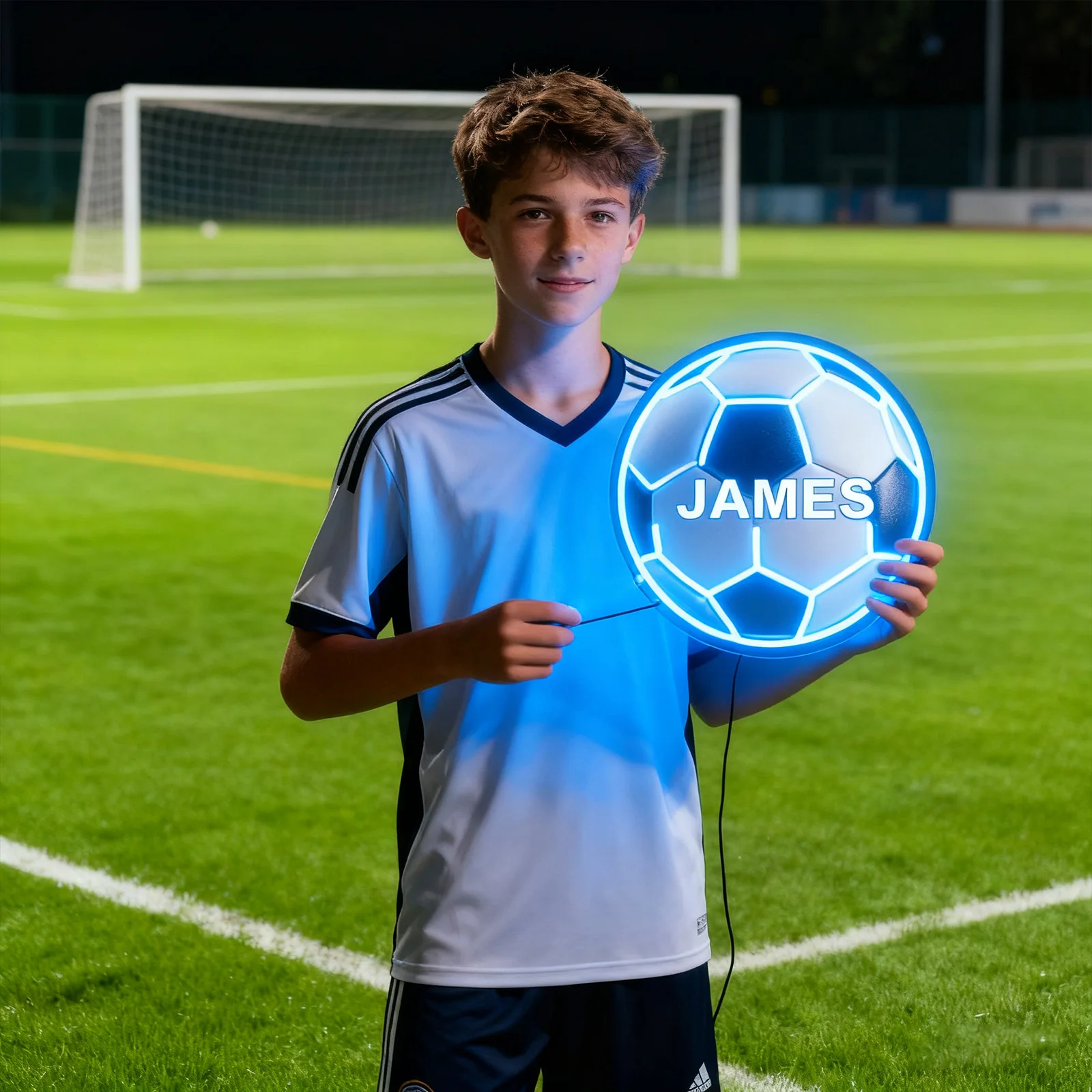 

Неоновая вывеска на заказ с футбольным рисунком с УФ-печатью, персонализированный футбольный подарок для любителей игроков, светодиодная подсветка для стены спальни