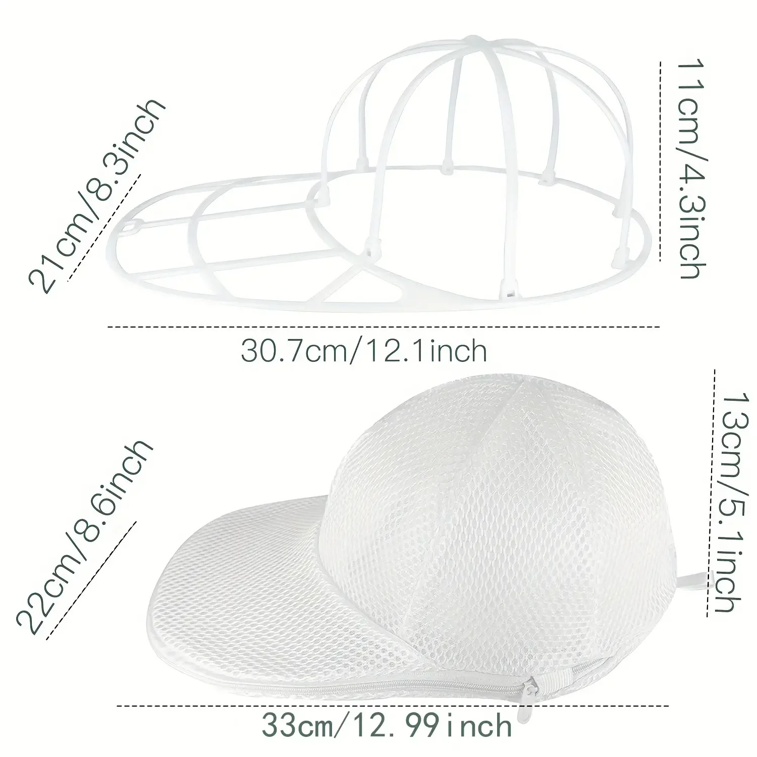 Washing Machine Hat Cleaning Cage with Mesh Bag – Compatible Design for Baseball Cap & Various Hats Protective Rack