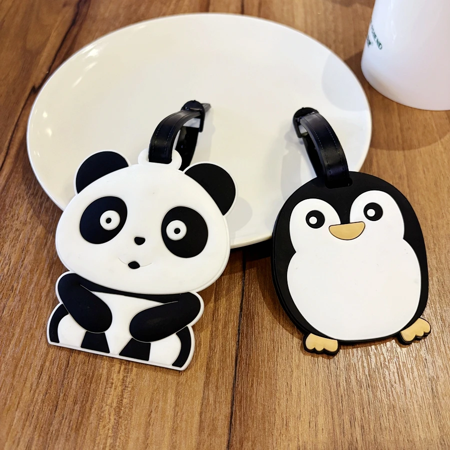 1/2 piece animal panda penguin luggage tag, trolley bag hanging tag, luggage anti-loss identifier label, travel essential luggag