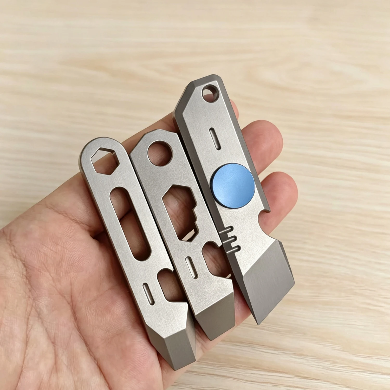 Mini Titanium EDC Pry Tool Multitool Bottle Opener Hex Wrench Pocket Keychain Accessory Portable Outdoor Daily Carry