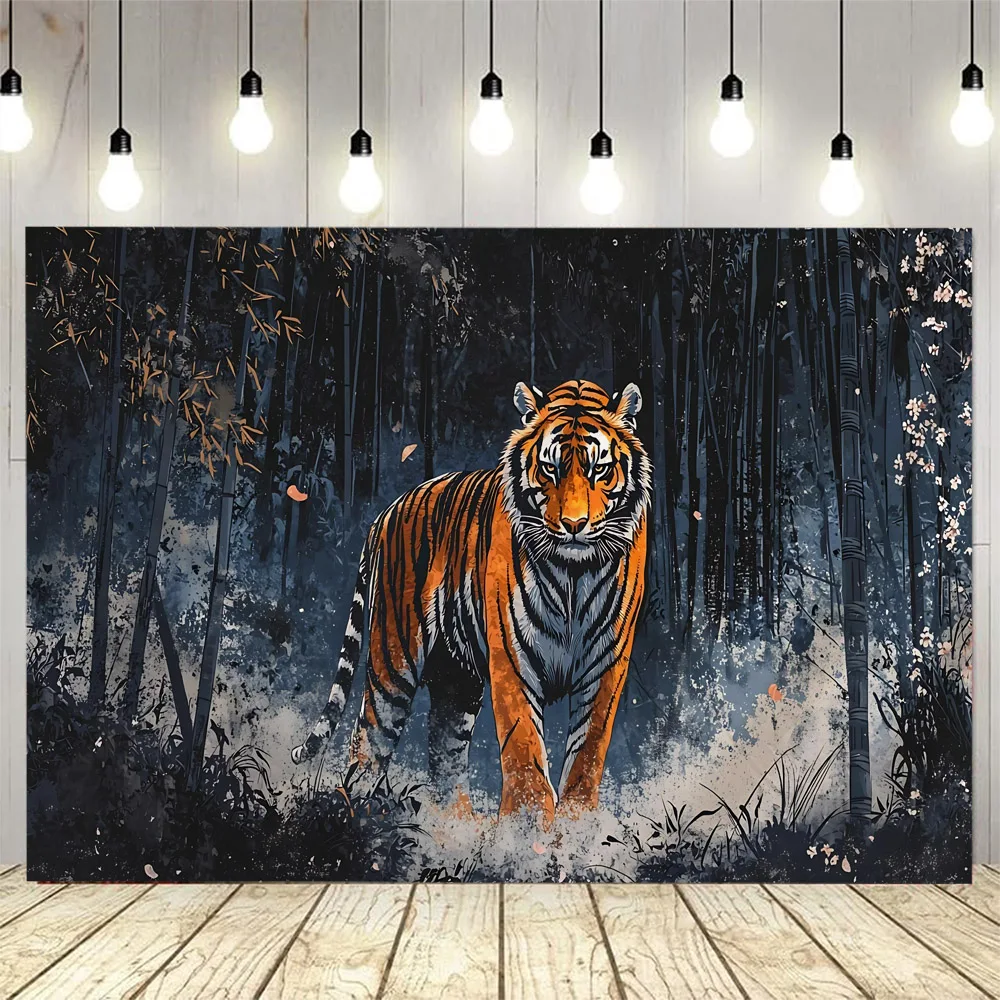 Forest tiger tapestry, animal lion, hippie wall decoration wall hanging, cartoon fabric mural, dormitory home hanging painting