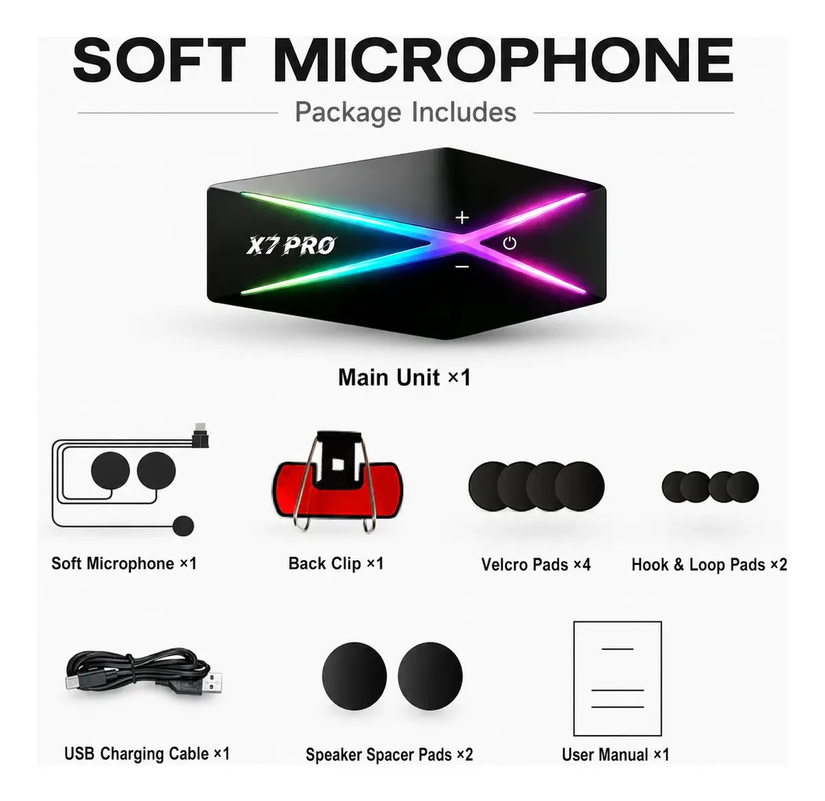 HIPPCRON X7 PRO Motor Helmet Headset Soft Mic Full‑Duplex Intercom 1000m FM BT6.0 IP67 1150mAh Dual-Channel Stereo Sound Effect
