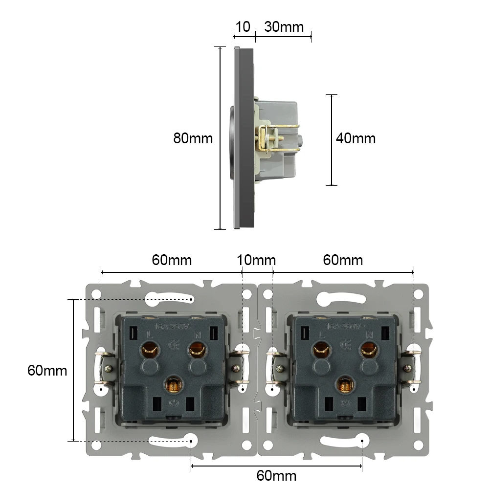 Switch Panel Light Tempered Glass Wall Socket With French EU Standard USB TV RJ45 RJ11 DIY Switch White Color