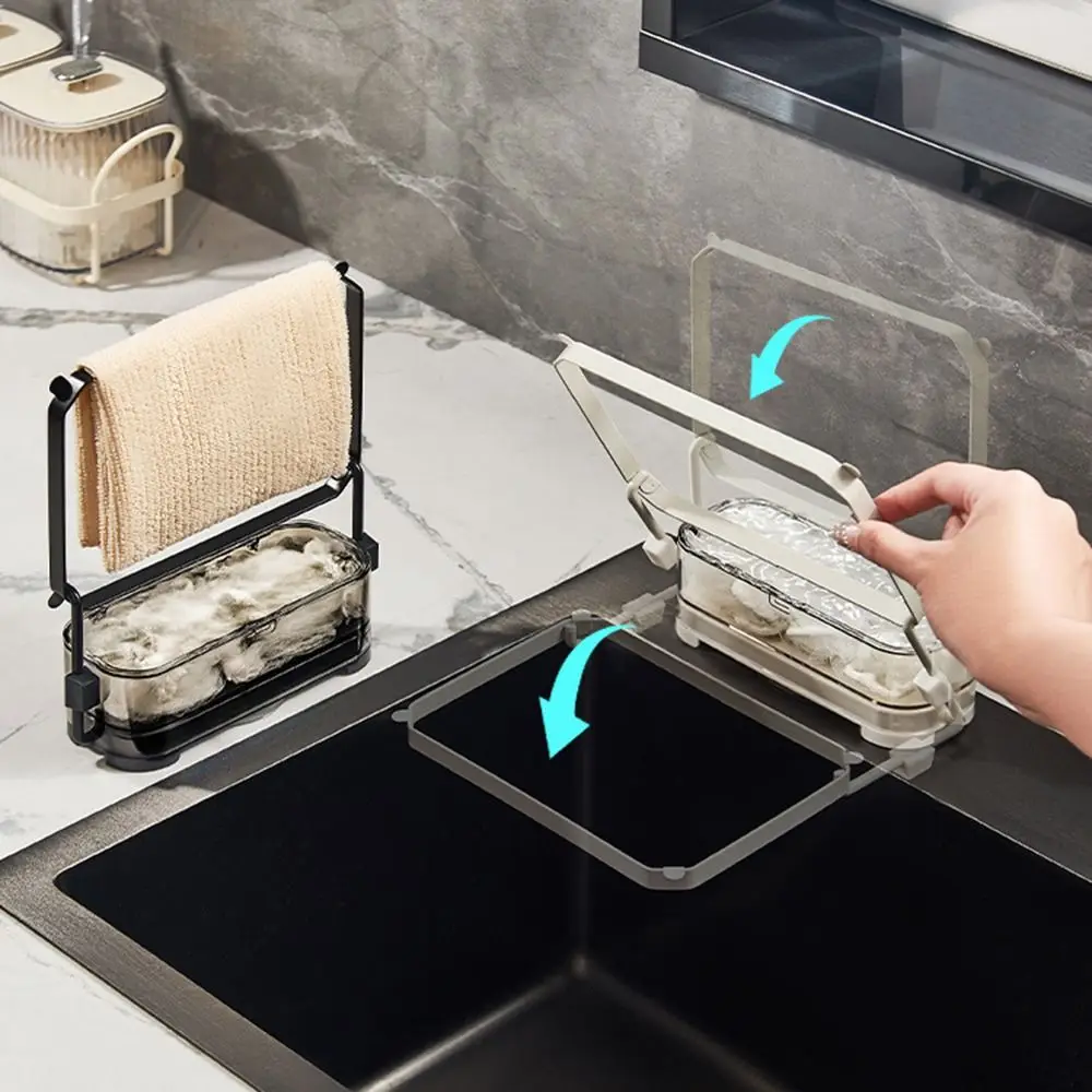 

Suction Cup Kitchen Sink Filter Rack Folded Design Strong Load-bearing Waste Hanging Net Bracket Space Saving Storage Box