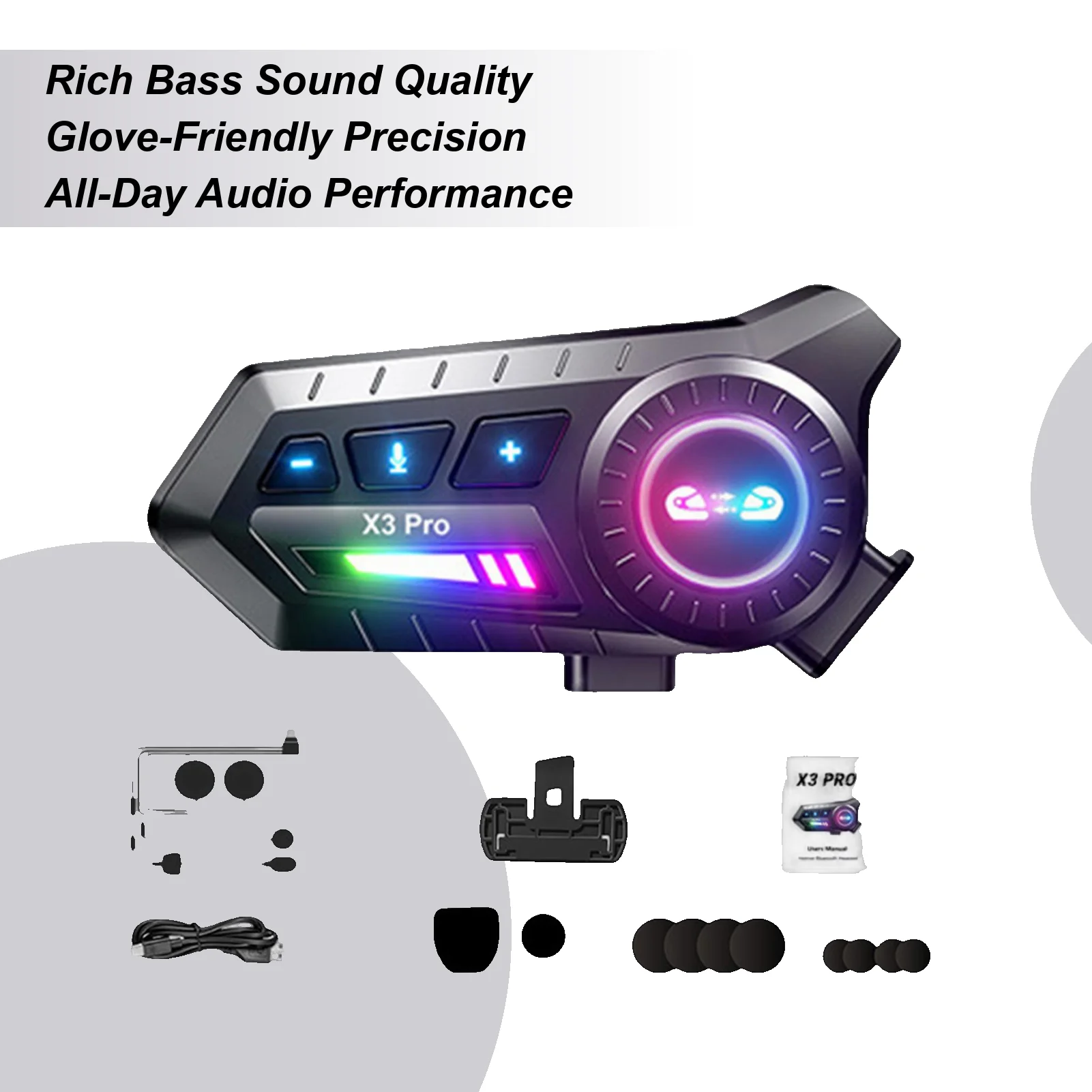 Motorcycle Headset Smart Double-speaker Helmet Earphones Smart Cycling Headphones For Daily Commuting Travel Motorcycle Dirtbike