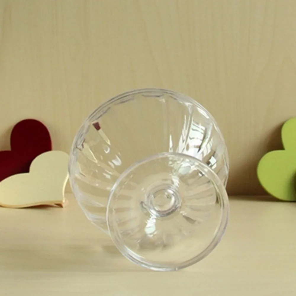 Durable Clear Ice Cream Dessert Cups 250ML Plastic Red Wine Goblet Small Transparent Cocktail Glasses Party Supplies