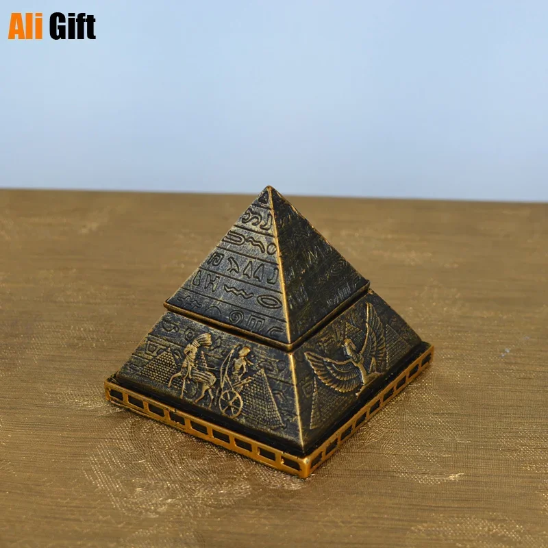 Metal Egyptian Pyramid Statue, Resin Figurines, Jewelry Box, Room Accessories, Desktop Decor, Home Decoration, Vintage, New