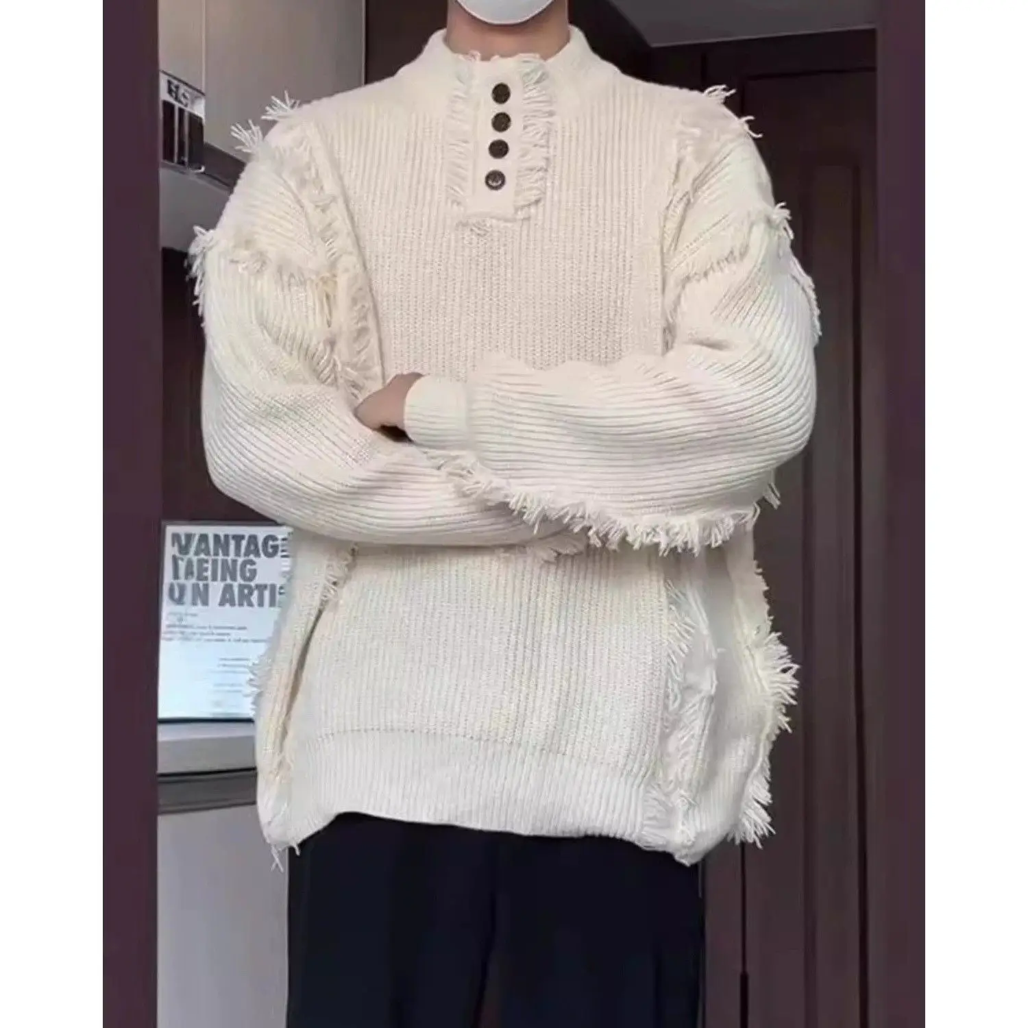 

Мужские теплые шерстяные пуловеры с меховым воротником, индивидуальный пошив, норвежский/скандинавский стиль, из чистой черной норки, со съемным передним утепленным ветрозащитным слоем