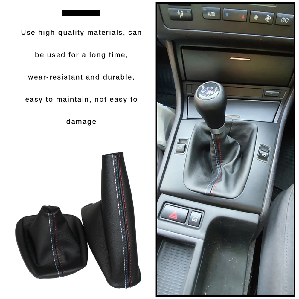 

Car Gear Shift Handbrake Gaiter Boot Cover for BMW 3 Series E36 E46 E30 E34 M3 Z3 Black Leather M Shifter Accessories
