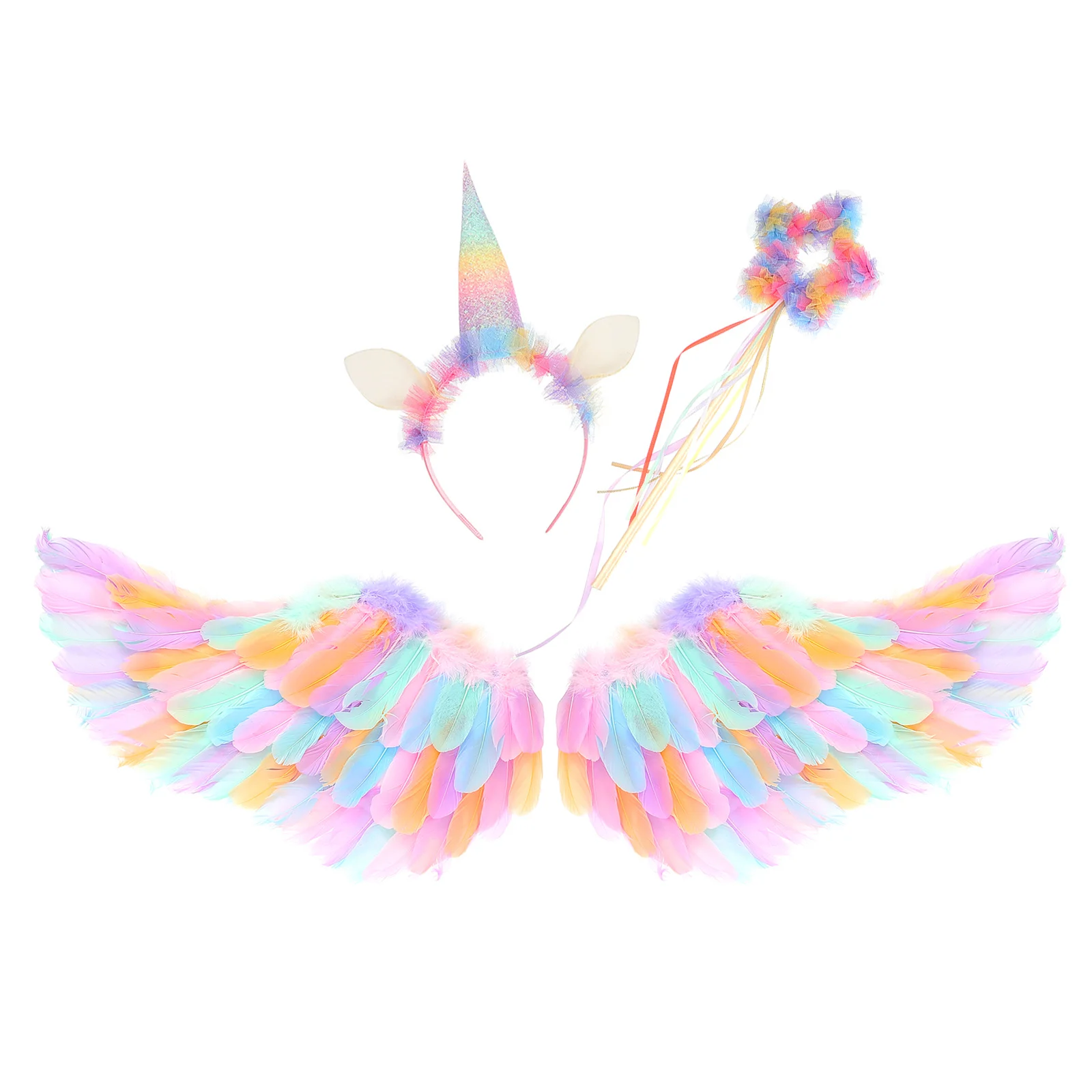 1 set Unicorn Horn Headband Fairy Wings Kids Costume Accessory For Children Party Cosplay Dress Up Unicorns Hairhoop Angel Wing