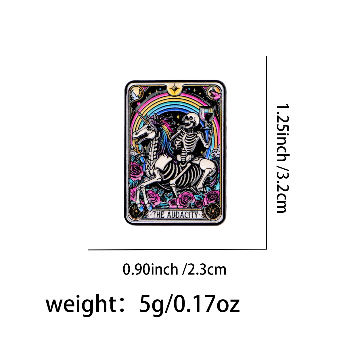Pin Enamel Tarot Kerangka "Audacity" Bros Pin Kerah Pin Lencana Pada Ransel Aksesori Pakaian Hadiah Perhiasan Punk