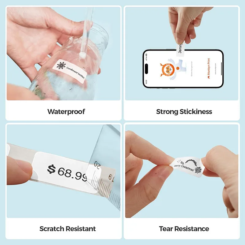 12*40mm 컬러 투명 열전사 스티커 롤 0.47*1.57인치 자가 접착 라벨 테이프 종이 이름표 분류 메모 P12 P15 D30